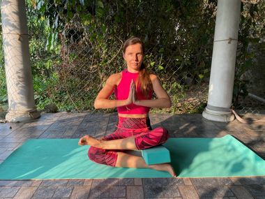 Agnistambhasana — With Props